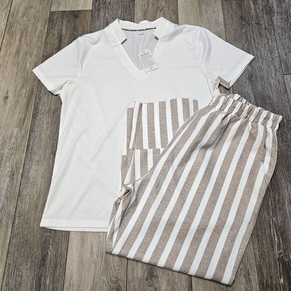 Exclusive Pants - Boutique Exclusive Resortwear Summer Set Striped Loungewear Women's Large New
